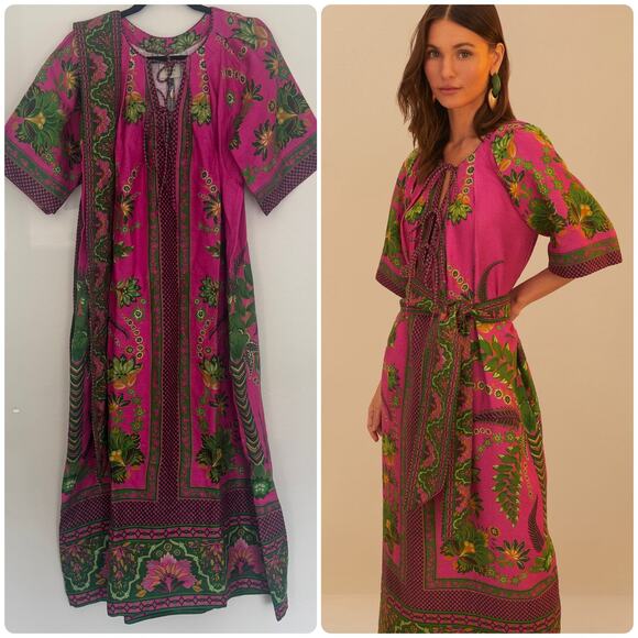 Farm Rio Pink Ana Tapestry Maxi Dress - Picture 1 of 9